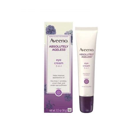 Close-up image of the Aveeno Absolutely Ageless Eye Cream packaging and texture