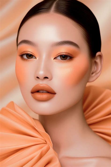 A model with a sophisticated monochrome makeup look featuring earthy tones.