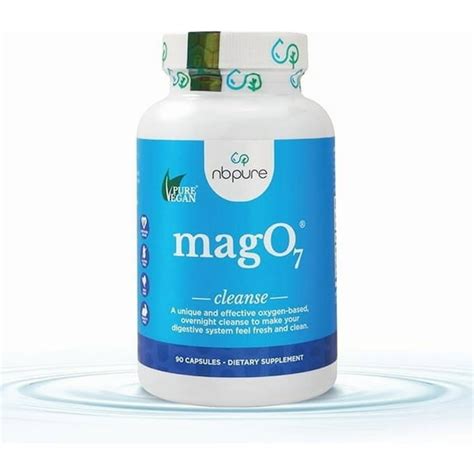 Diagram illustrating the synergistic action of magnesium and oxygen in Mag O7 for digestive cleansing.