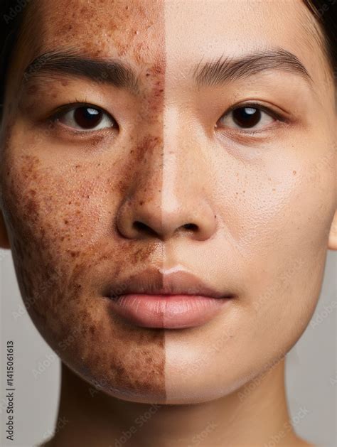 Split image showing dull skin on one side and bright, even-toned skin on the other