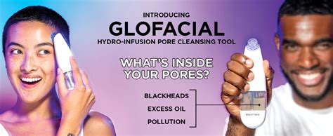 Infographic illustrating the correct way to hold the BeautyBio GLOfacial device and move it across the skin.