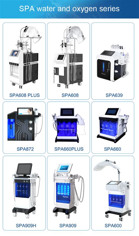 Collage of different hydrafacial machine models suitable for professional use.