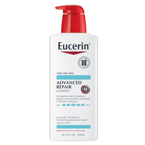 Close-up image of skin texture showing improvement after using Eucerin Advanced Repair Lotion.