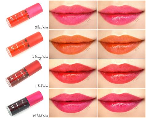 Swatches of Clarins Water Lip Stain shades on arm