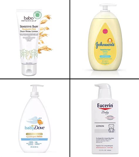 Collage of recommended baby lotion products with brief descriptions.