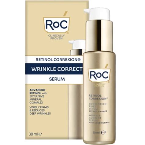 Infographic illustrating the key ingredients in RoC Retinol Correxion and their functions.