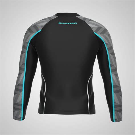 Close-up of the fabric and stitching on a men's tall rash guard, highlighting quality.