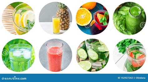 Collage of fresh fruits and vegetables used in detox drinks