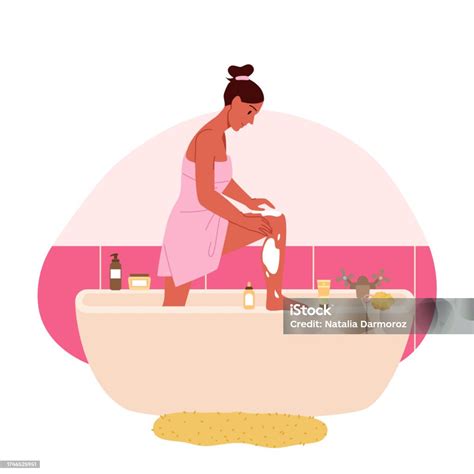 Illustration of a person applying depilatory cream to their legs.