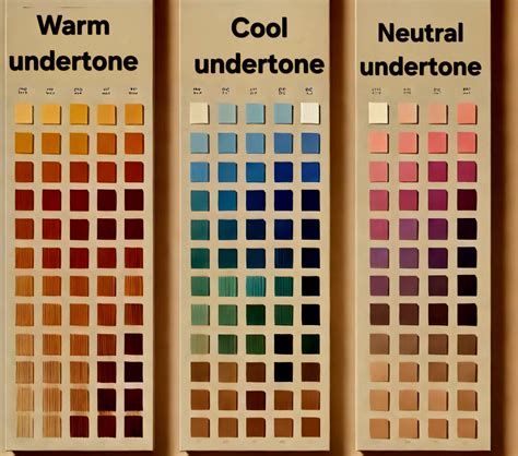 Chart illustrating warm and cool undertones with corresponding color examples.