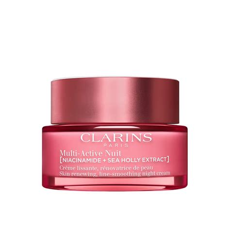 Collage of Clarins night cream textures and packaging