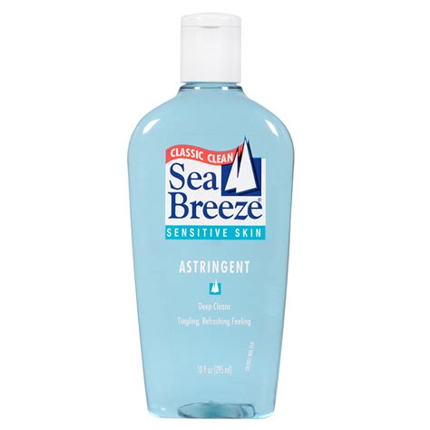 Image of Sea Breeze facial cleanser bottle with a refreshing water splash effect