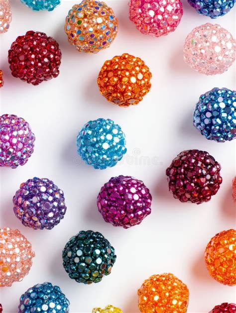 A diverse collection of rhinestones in various sizes and colors, arranged artistically.