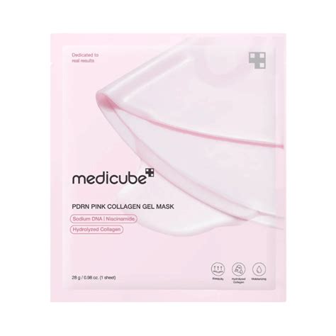 A close-up of the Medicube PDRN Pink Collagen Jelly Gel Mask, showing its pink, translucent gel texture.