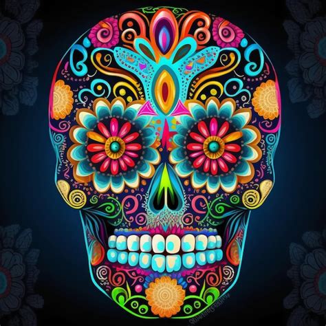 eyes with colorful eyeshadow applied in a candy skull pattern