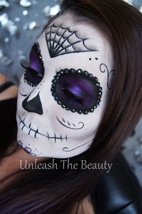 full face of completed candy skull makeup