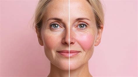 A split image showing a woman with and without makeup, highlighting the visual transformation.