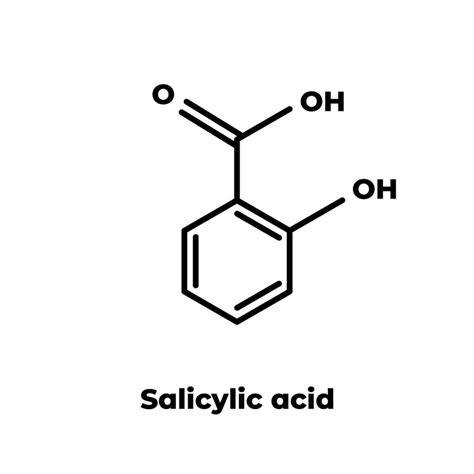 Infographic illustrating the molecular structure of salicylic acid and its oil-soluble properties.
