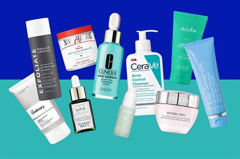 Collage of different salicylic acid products: cleanser, serum, toner, body wash, and spot treatment.