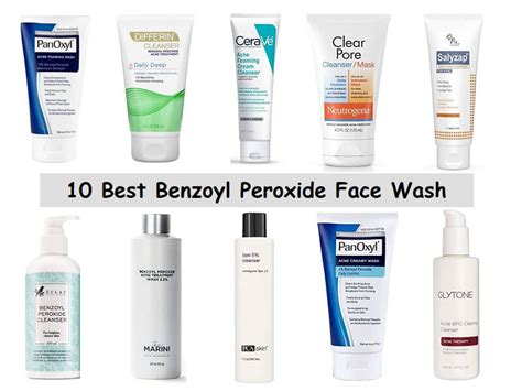 Diagram illustrating a multi-step skincare routine for acne using benzoyl peroxide and tea tree oil.