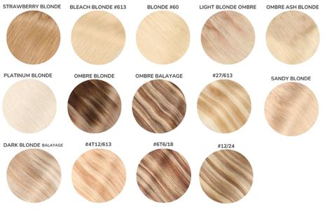 A collage of different blonde hair swatches and inspirational images of people with warm skin tones showcasing various blonde shades.