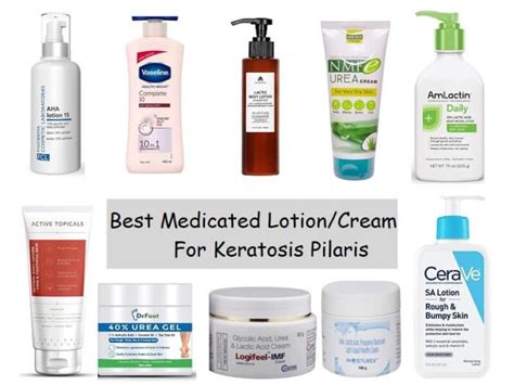 Image showcasing various moisturizing lotions and creams suitable for keratosis pilaris.