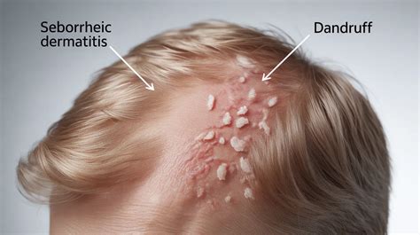 Illustration of a toddler with mild scalp flakes, emphasizing the non-harmful nature of dandruff.
