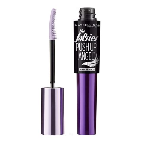 Close-up of Maybelline The Falsies Push Up Angel mascara wand and packaging