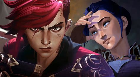 An image depicting the complex relationship between Caitlyn and Vi, possibly showing them in a moment of shared vulnerability or determination.