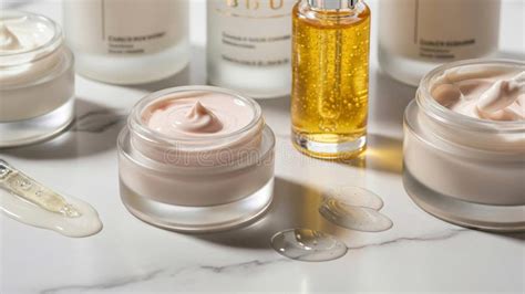 Close-up image of diverse eye creams and serums, highlighting their packaging and textures.