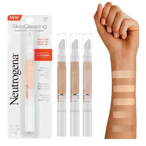 Close-up of Neutrogena SkinClearing Blemish Concealer packaging, highlighting the salicylic acid content.