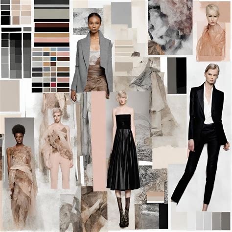 Mood board showcasing fashion outfits and makeup looks that complement tawny skin tones.