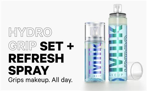 Illustration of Milk Makeup Hydro Grip Set + Refresh Spray bottle with dewy skin effect