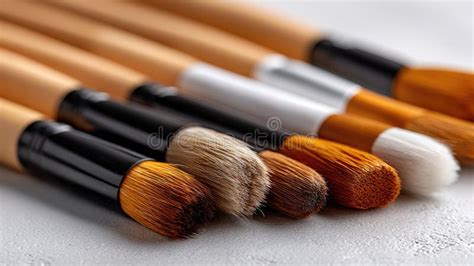 An assortment of different foundation brush shapes and sizes, showcasing various bristle types and handle designs.