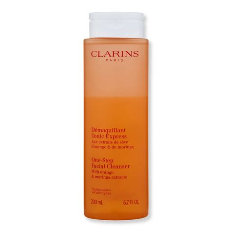 Image of Clarins One-Step Facial Cleanser bottle and its texture