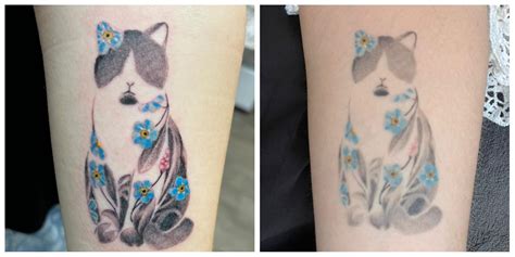 Split image showing a vibrant, well-cared-for tattoo versus a faded, sun-damaged tattoo.