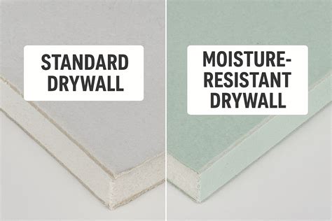 diagram illustrating standard vs. moisture-resistant drywall core materials