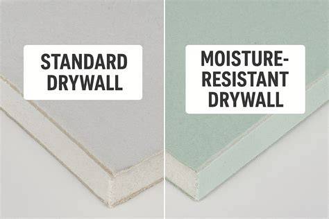 infographic showing different rooms and applications for moisture-resistant drywall