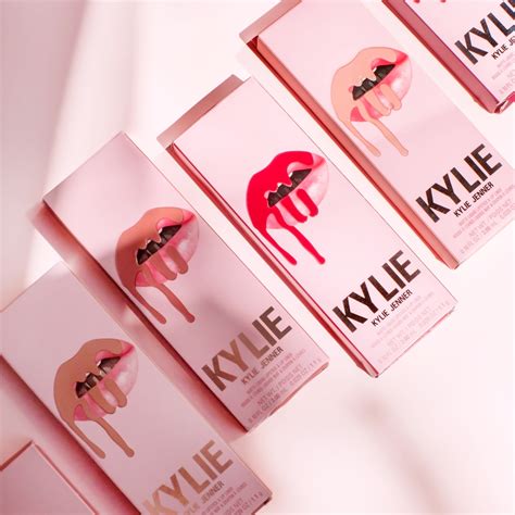 Kylie Cosmetics product packaging, showcasing the brand's signature aesthetic.