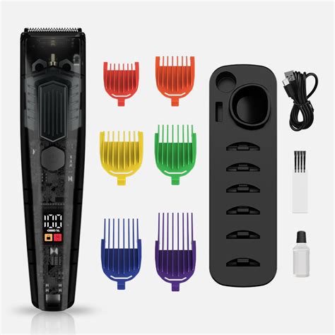 A cordless beard trimmer with a sleek design.