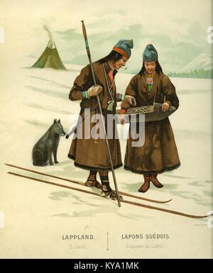 Historical illustration of Norwegian fishermen working in harsh, cold conditions.