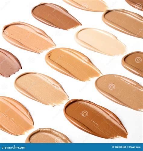 Collage of various foundation swatches on olive skin tones.
