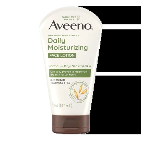 Split image showing a person applying Aveeno lotion to their face in the morning and another person applying it at night.