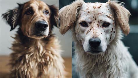 Diagram illustrating the difference between dry and oily seborrhea in dogs.