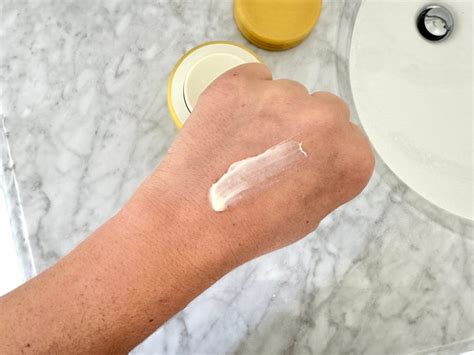 Close-up of the Soft Services Theraplush hand cream texture and ingredients list