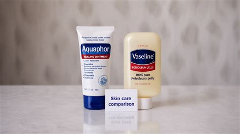 Side-by-side comparison graphic of Aquaphor and Vaseline ingredients and benefits