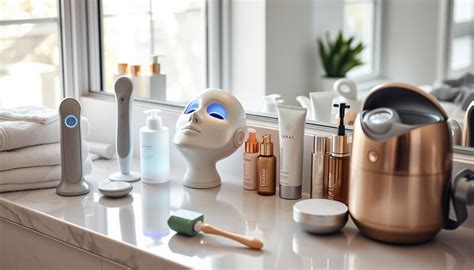 Image of popular skincare devices like LED masks and microcurrent wands.