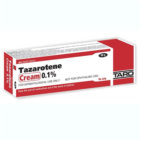Infographic illustrating the correct application technique for tazarotene cream, emphasizing a thin layer and pea-sized amount.