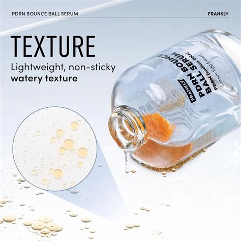 Aesthetic shot of the FRANKLY PDRN Bounce Ball Serum bottle with its dropper, highlighting the serum's texture.