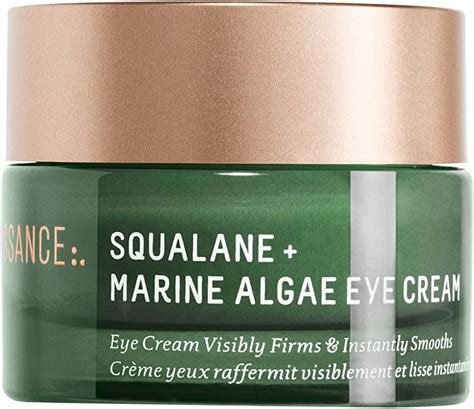 A visual breakdown of key ingredients in a squalane eye cream, showing their chemical structures or natural sources.